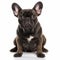 Brown And Black French Bulldog In Soft Focal Points On White Background