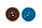 Brown and blue clothes buttons