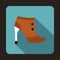Brown boot with high heels icon in flat style