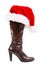 Brown boot with santa hat