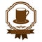 brown border heraldic decorative ribbon with dish porcelain with big mug