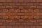 Brown brickwork part of the historic castle tower protective structure horizontal row background grunge background endless row of