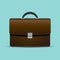 Brown briefcase on turquiose background