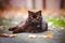 Brown british shorthair cat outdoors