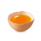 Brown, broken egg on a white background, protein product, chicken egg