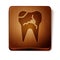 Brown Broken tooth icon isolated on white background. Dental problem icon. Dental care symbol. Wooden square button