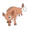 Brown bull is angry aggressive will head, doodle icon image kawaii