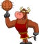 Brown Bull Basketball Player Cartoon Character Spinning A Basketball On His Finger
