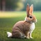 Brown Bunny close-up: Graceful Rabbit Amidst Lush Green Grass.