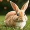 Brown Bunny close-up: Graceful Rabbit Amidst Lush Green Grass.