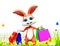 Brown bunny with shopping bags