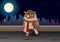 Brown business owl on night background