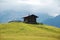 Brown cabin on hill in Alps