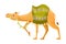 Brown Camel as Even-toed Ungulate Desert Animal with Saddle on Its Back Walking Vector Illustration