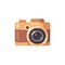 Brown camera illustration. Photography flat icon