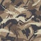 Brown camouflage with dry brush strokes, seamless grunge pattern. Modern military camo texture, fashionable fabric. Vector