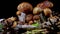 Brown cap boletus mushrooms
