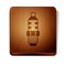 Brown Car spark plug icon isolated on white background. Car electric candle. Wooden square button. Vector