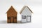 Brown cardboard home miniature isolated