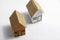 Brown cardboard home miniature isolated