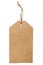 Brown cardboard price tag with golden rope