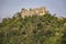 Brown castle in the Portofino city. Italian landscape