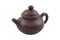 Brown ceramic teapot with abstract ornament