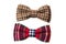 Brown checkered bow tie on a white background. Men`s and women`s accessories.