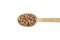 Brown chickpeas on wooden spoon isolated on white background. nutrition. food ingredient