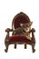 Brown chihuahua dog lying down in an antique red and brown baroque chair