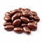 Brown Chocolate Almonds On White Background - Rounded Shapes, Glazed Surfaces