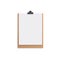 Brown clipboard mockup with blank white piece of paper