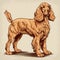 Brown cocker spaniel standing on beige background