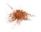 Brown cocoa powder on white background