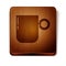 Brown Coffee cup icon isolated on white background. Tea cup. Hot drink coffee. Wooden square button. Vector.