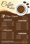 Brown Coffee shop menu order vector design