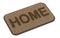 Brown coir doormat with text HOME 3D