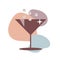 Brown color cocktail glass icon. Flat design isolated