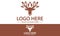 Brown Color Deer Head with Nature Leaf Logo Design