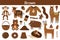 Brown color objects set. Learning colors for kids. Cute elements collection