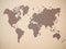 Brown color world map on concrete wall background