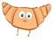 A brown-colored sad cartoon croissant vector or color illustration
