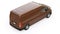 Brown commercial van for transporting small loads in the city on a white background. Blank body for your design. 3d