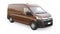 Brown commercial van for transporting small loads in the city on a white background. Blank body for your design. 3d