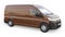 Brown commercial van for transporting small loads in the city on a white background. Blank body for your design. 3d