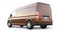 Brown commercial van for transporting small loads in the city on a white background. Blank body for your design. 3d