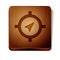 Brown Compass icon isolated on white background. Windrose navigation symbol. Wind rose sign. Wooden square button
