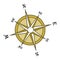 Brown compass rose, inclined