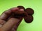 brown cookies isolated on green background