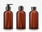 Brown cosmetic bottles isolated
